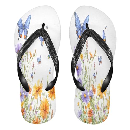 STAYTOP Beautiful Spring Wildflowers and Butterflies Flip Flops Sandals of Men's & Women's,Sandals Beach Slippers Shower Slides