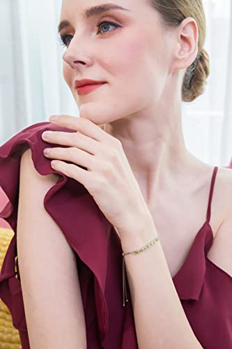 B. Brilliant Sterling Silver 5X3Mm Peridot Oval-Cut Bolo Pull-String Adjustable Tennis Bracelet #TOP1