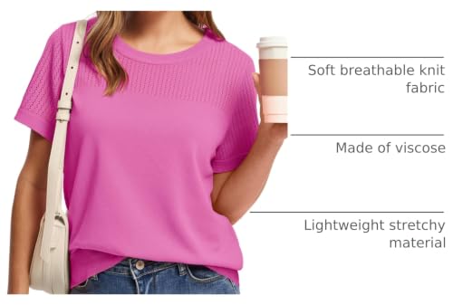 Image of WIHOLL Short Sleeve Sweater for Women Trendy Summer Tops 2026 Early Spring Fashion Business Casual Outfits