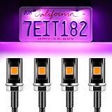 LivTee Super Bright License Plate Light, 12V License Tag Screw Bolt Accessories, Waterproof Black Aluminium Light Holder, Legal for Car Motorcycle Truck RV ATV Bike, Purple(4PCS)
