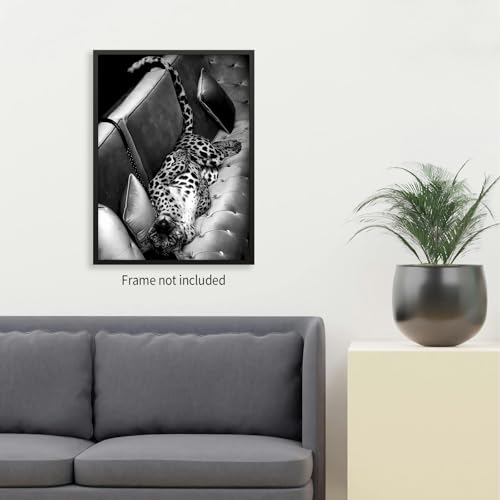 Impressions sur toile de léopard noir et blanc tableau Panther 40x61