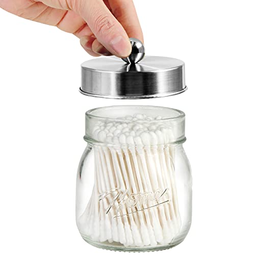 SheeChung-2-Pack-Qtip-Holder-for-Bathroom-Bathroom-Jars-Cotton-Swab-Holders-Bathroom-Organizers-and-Storage-Bathroom-Accessories-for-Cotton-Balls-Floss-Pick-Cotton-Round-Pads-Brushed-Steel SheeChung 2 Pack Qtip Holder for Bathroom Bathroom Jars Cotton Swab Holders Bathroom Organizers and Storage Bathroom Accessories for Cotton Balls Floss Pick Cotton Round Pads Brushed Steel