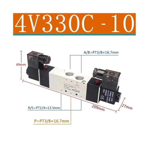 Électrovanne pneumatique 4V330C-10 AC24V à commande directionnelle 5/3 voies - 4