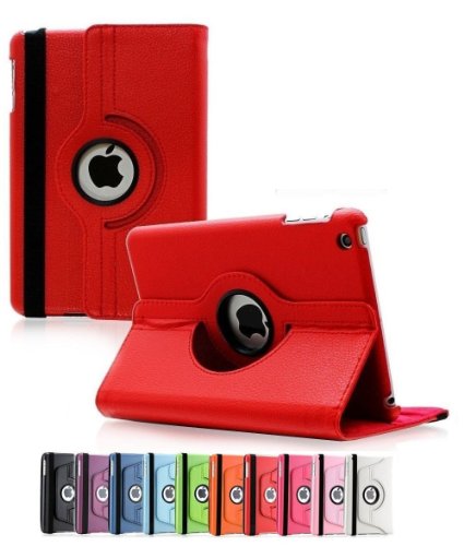 ShopNY Case - Apple iPad Air Case - 360 Degree Rotating Stand Case Cover with Auto Sleep / Wake Feature for iPad Air / iPad 5 (5th Generation) (Red)