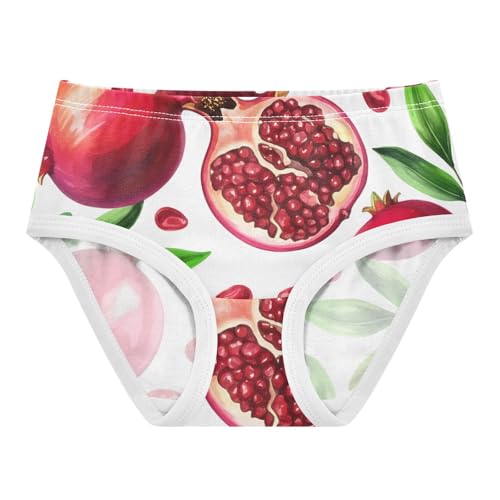 Red Fruits Watercolor Pomegranates Panties Little Girl Toddler Underwear Floral Cotton Cartoon Undies Kids Briefs 2t