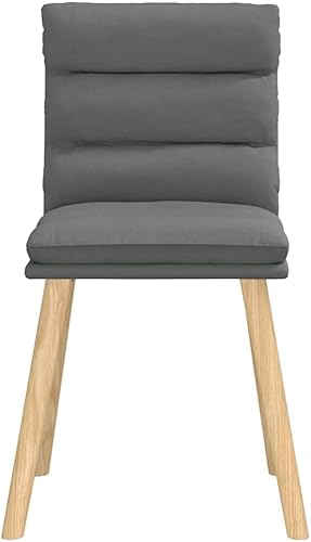 Miniatura 5 de Juego de 6 sillas de comedor de tela gris oscuro, modernas, rectangulares, para interiores, cocina, comedor, con marco de madera de goma para el