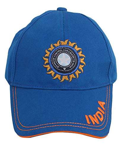 KD Cricket India Cap Hat Team India Cricket ODI T20 Test Cricket Head Wear White Blue Camao (Blue)