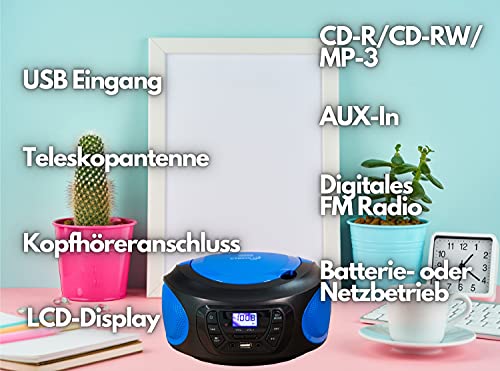 Tragbarer CD-Player von Cyberlux mit USB, FM-Radio und AUX-In