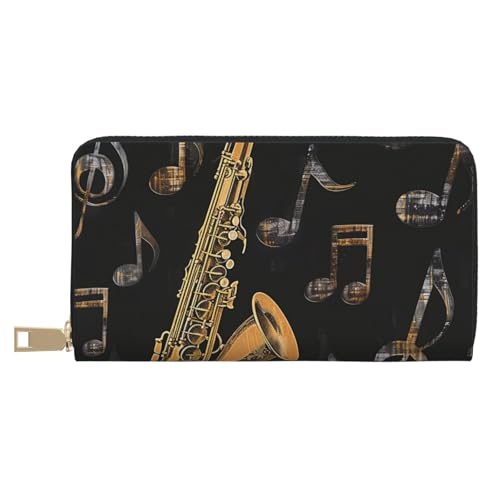 Portefeuille long cuir synthétique blanc avec porte-monnaie et porte-cartes musique