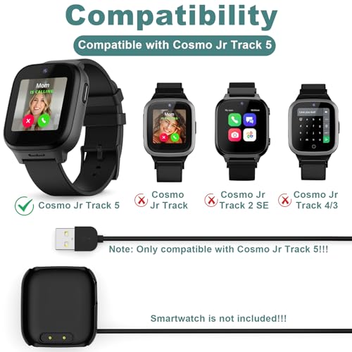Image of Compatible with Cosmo Jr Track 5 Charger Portable Magnetic Charging Stand | (Not for Cosmo JrTrack 4 3 2 1 SE)Replacement USB Charging Dock Cable Cord Accessories for Jrtrack 5 Kids Smart Watch-Black