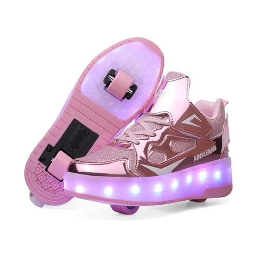 HUSKSWARE Kinder Schuhe mit Rollen – LED Sneaker 2 Rollen,