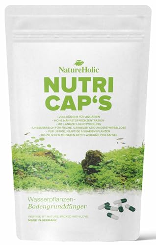 NatureHolic NutriCaps - Wasserpflanzen Bodengrunddünger - Volldünger für Aquarien - hohe Nährstoffkonzentration - unbedenklich für Fische, Garnelen und andere Wirbellose