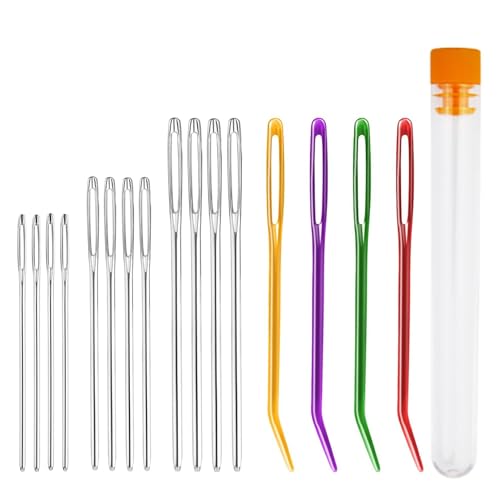 GRVICH 16 Pcs Large-Eye Blunt Needles, Darning Needle, Darning Needles for Wool, Crochet Needles, Tapestry Needle, Wool Needles for Sewing Up Knitting for Crochet DIY Crafts (Random Colors)