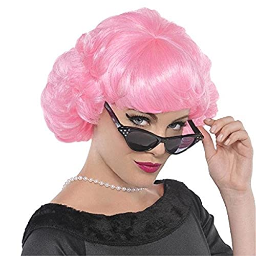 Amscan 842204 Short Curly Pink Frenchie Wig for Adults, 1 Piece