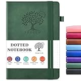 PERCUN Dotted Journal Notebook for Men & Women, 160 Pages Dot Grid notebook for Note Taking, Bullet Journaling Notebook for Work, School, Travel, Writing, A5 Hardcover 5.9' x 8.5' (Green)