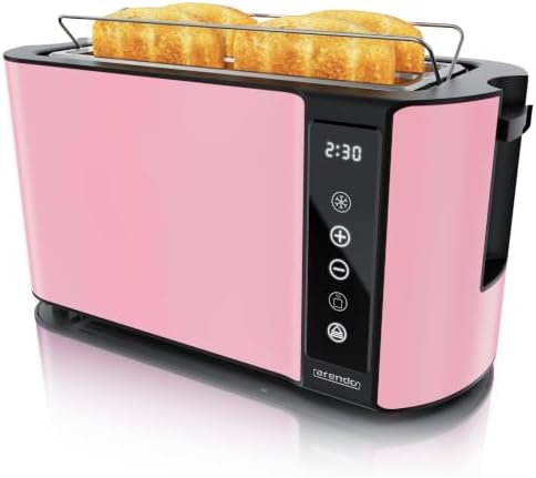 Arendo - Edelstahl Toaster Langschlitz 4 Scheiben - Touchscreen – Doppelwandgehäuse – 1500 W – Integrierter Brötchenaufsatz – 7 Bräunungsgrade – Brotzentrierung – Restzeitanzeige –