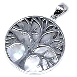  Tree of Life Silver Pendant 30mm - Mother of Pearl