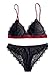 Awake Lingerie Reborn Sexy Dessous Set – BH Charmant mit Spitze und Slip Tanga ohne Bügel Removable Pads, Damen (Rock Baby/Black, Large)