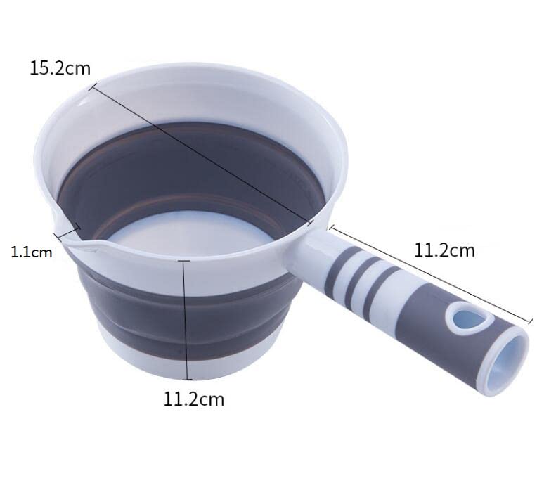 Louche à Eau Pliable En Silicone | Pour Bain, Douche, Cuisine | Poignée Pratique | Gris | Résistante à La Chaleur