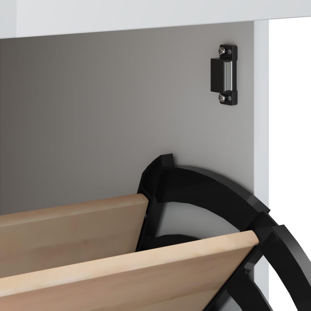 Scarpiera VIKEN bianco, materiale in legno, 60 x 35 x 107 cm, organizer sottile per scarpe per ingresso, contenitore nascosto fino a 8 paia di scarpe