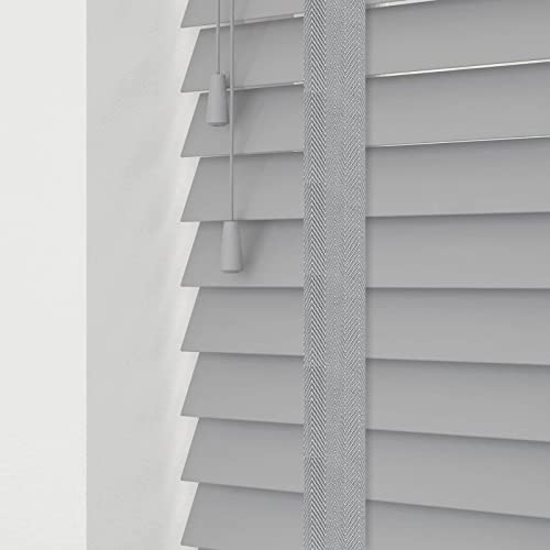 Real Wood Venetian Blinds Tape finish - Easy Fit Home Office - 60cm x 120cm - Grey