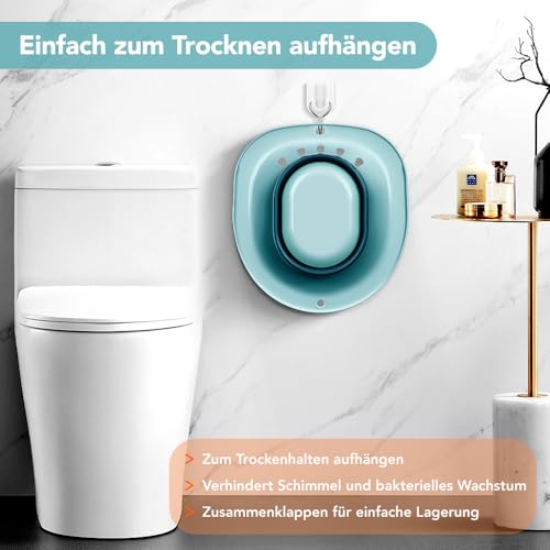 Faltbares Sitzbad für die Toilette, Bidet Einsatz für Toilette, Tragbares Sitzbadewanne für Hämorrhoidenbehandlung, Wochenbettpflege, Schwangere und ältere Menschen (Dunkelgrün)