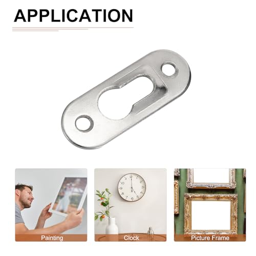 Image of DTGN 42 x 16mm Keyhole Hanging Plate Single Hole Hook with Screws - 50Pcs - Good for Hanging Paintings Picture - Frame Hook Photos - Silver