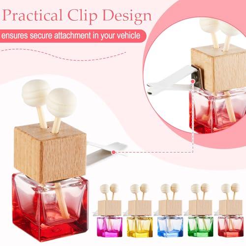 Image of Zubebe 30 Pcs Car Air Freshener Diffuser with Vent Clip Empty Car Diffuser Bottles for Essential Oil Perfume Glass Bottle with Wooden Caps Stick (Colorful)