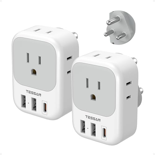 TESSAN Type M Adapter for South Africa, 4 Outlets...