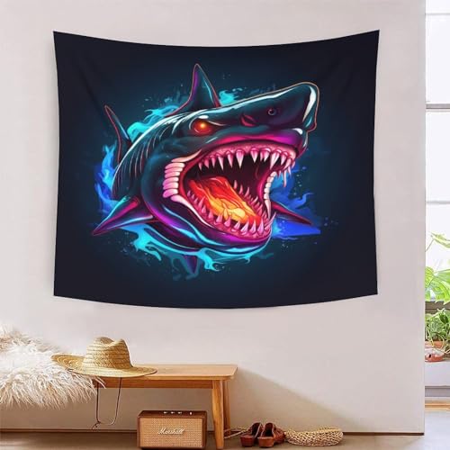 Tapestry requin 3D grand format 180cmx230cm au réalisme saisissant pour salon