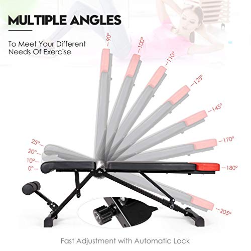 RINKMO Weight Bench, 5-in-1 Adjustable Workout Bench Strength Training for Full Body Workout, Sit-up Bench Incline Decline Bench for Home Gym with Fast Folding