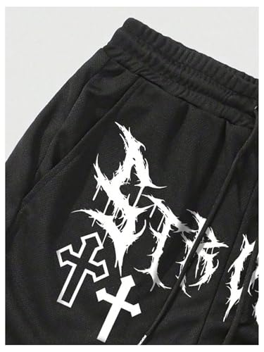 Men's Graphic Shorts with Liner Cross Print Drawstring 2 in 1 Gym Track Bottoms3