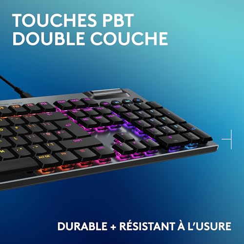 Logitech G G915 X Clavier gaming mécanique filaire ultra-plat, touches PBT double couche, touches entièrement programmables, éclairage RVB, switchs GL Brown Tactile, PC/Mac, Clavier FRA AZERTY - Noir
