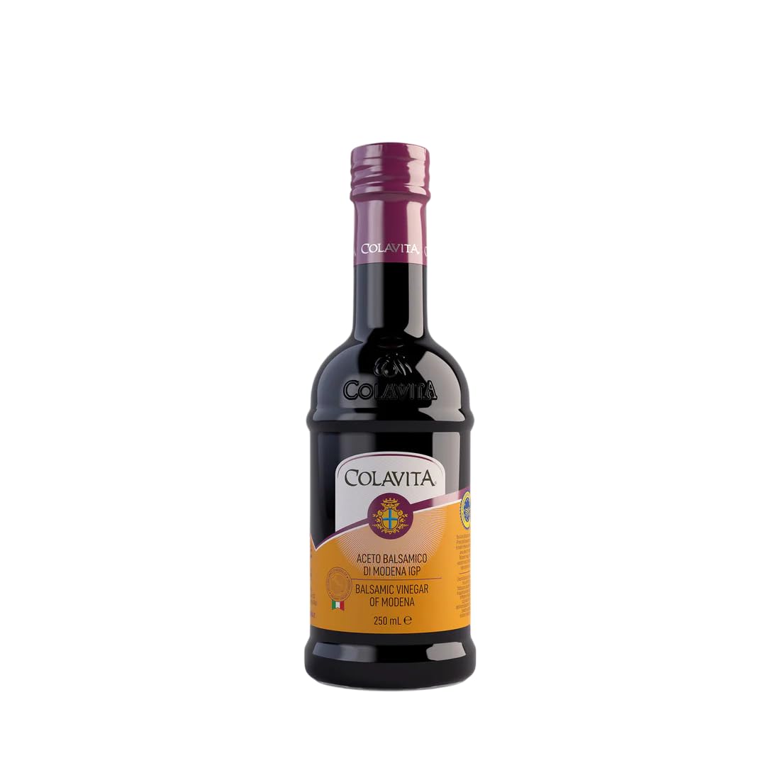 COLAVITA Vinagre balsámico de Módena IGP Vinagre Aceto Balsámico di Modena Botella de cristal IGP 12 x 250 ml + llavero Beni Culinari gratis