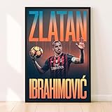 Ibrahimovic Poster, Famous Soccer Player Posters, Zlatan Ibrahimovic Posters For Boys Bedroom, Soccer Wall Art, Gift for Fan Football, Zlatan Ibrahimovic Wall Art, Living Room Sport Room Gift for Fan Football - 16x20 Inches