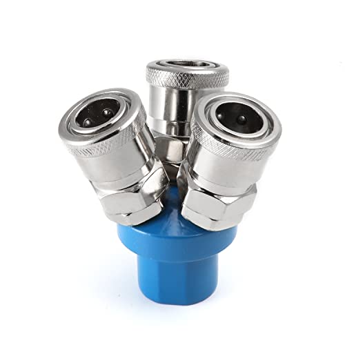 Othmro 1Pcs Air Compressor Connector Round 3 Way Quick Fitting Connect Coupler Air Hose Coupling Tool, Black, Round Tee 1Pcs