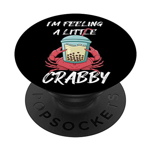 Feeling Crabby Crawfish Funny Crab Lobster PopSockets Swappable PopGrip, Black