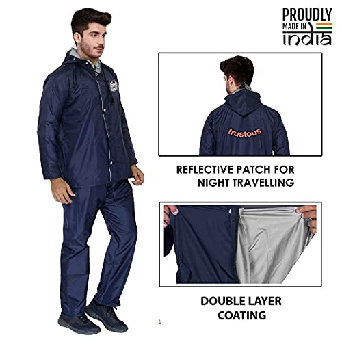 Image of Trustous Men's & Women's Waterproof Double Layer Reversible Raincoat with Pant 100% Water Proof with 4 Colour's and 6 Size (M to 4XL)