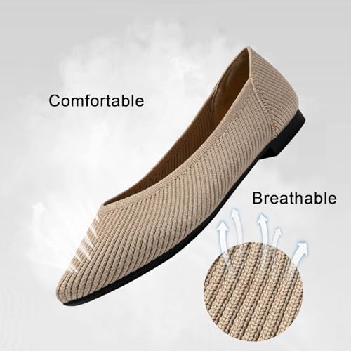 Knit Ballet Flats Pointed Toe Shoes for Womens Wide Width Dress Shoes Washable Flats Shoe for Women Dressy Work 7
