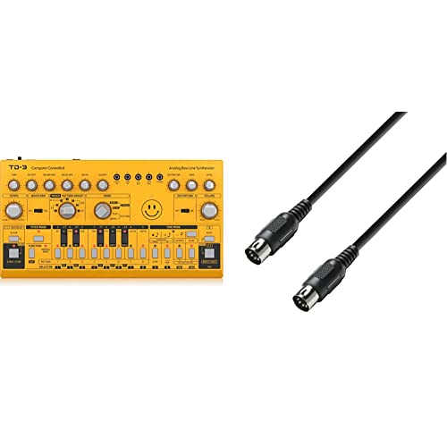 Behringer TD-3-AM Synthé pour Home Studio avec Câble MIDI Court 75cm Noir