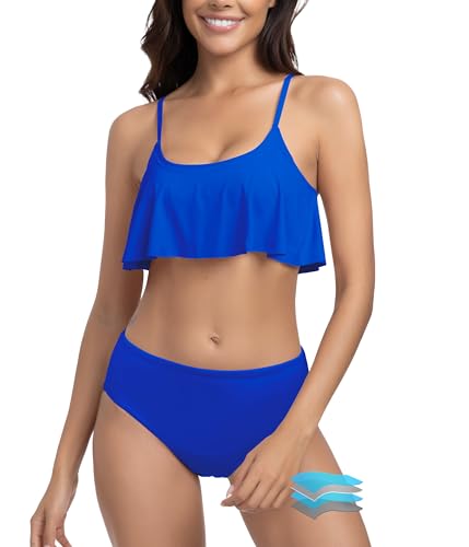 Beautikini Period Swimwear for Teen Menstrual Leakproof Ruffle Bikini Set Period Bikini Swimsuits Bathing Suit for Teen Girl