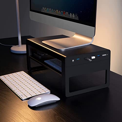 Monitor Stand Riser 2 Niers Monitor Stand Met 3,0 Hubs Aluminium Monitor Riser, Metalen Computer Stand Ondersteunt Tot… - Image 3