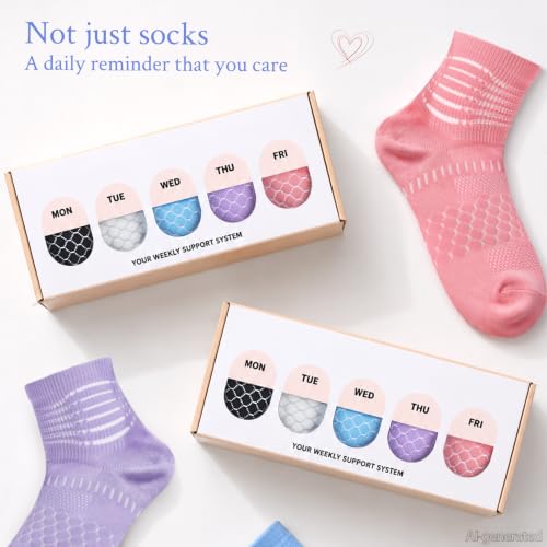 Image of IRAMY Ankle Compression Socks for Women Men Plantar Fasciitis Relief 3 /5 Pairs Cushioned Athletic Running Socks