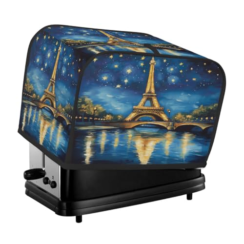 Housse de protection universelle pour grille-pain 4 tranches, motif Tour Eiffel, anti-poussière et imperméable, tissu anti-rayures pour appareils de cuisine