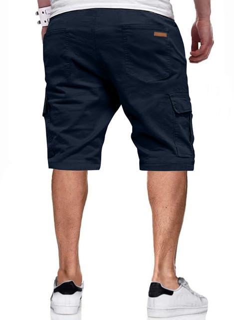 Image of JMIERR Mens Casual Cotton Twill Cargo Shorts Drawstring Classic Chino Stretch Short with 6 Pockets