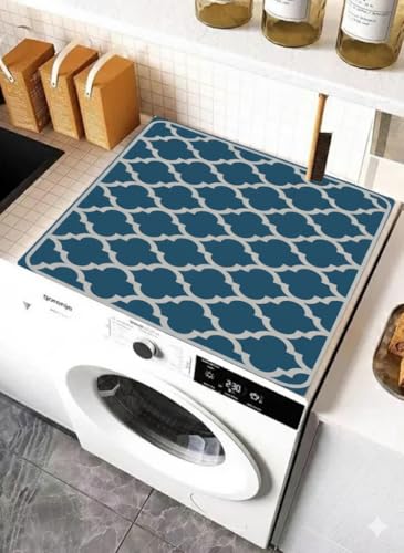 Image of Homecloud Non-Slip Washing Machine Mat - Durable Waterproof Protective Cover for Washer & Dryer, Dust-Resistant Mat Ideal for Laundry Room & Kitchen Appliances (Blue)
