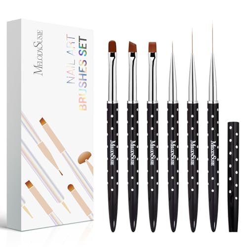 MelodySusie 6pcs Nail Art Brushes Set, Professional Pen Nail Gel ...