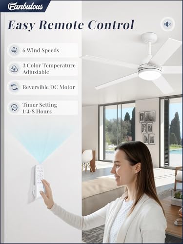 Fanbulous 52 Inch Ceiling Fans, White Ceiling Fan With Light And Remote, Modern Led High Cfm Ceiling Fan Lighting Fixture For Bedroom thumb #1