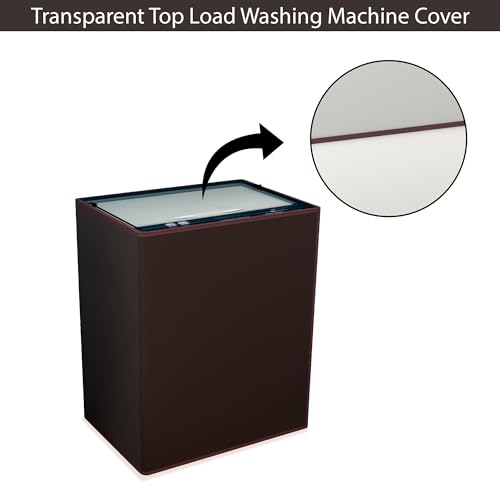 Image of Kuber Industries PVC Fully Automatic Top Load Washing Machine Cover (7 kg, 7.5 kg, 8 kg & 8.5 Kg) Waterproof and Dustproof Washing Machine Top Cover | Plain - Brown