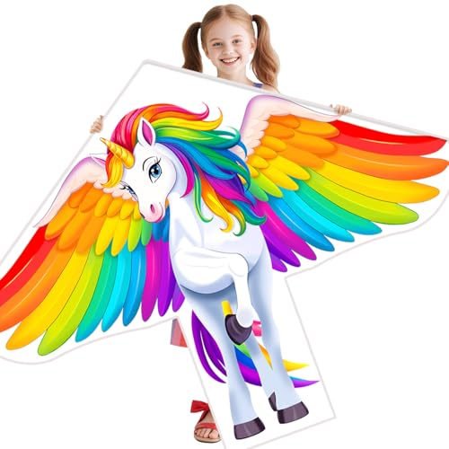 Xida Flying Unicorn Kites for Kids Ages 4-8 Easy to Fly, Girls Kites Ages 8-12 with String, Large Kite for Adults, Perfect for Beach, Park & Family...